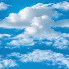 Seamless Cloudscape, White Clouds In Blue Sky Illustration [Generative AI]