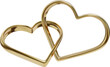 isolated heart shaped rings. realistic gold heart shaped rings for valentine's day and wedding