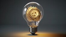 A Light Bulb With Interlocking Gears Inside, Symbolizing Innovation And Creativity. Generative Ai