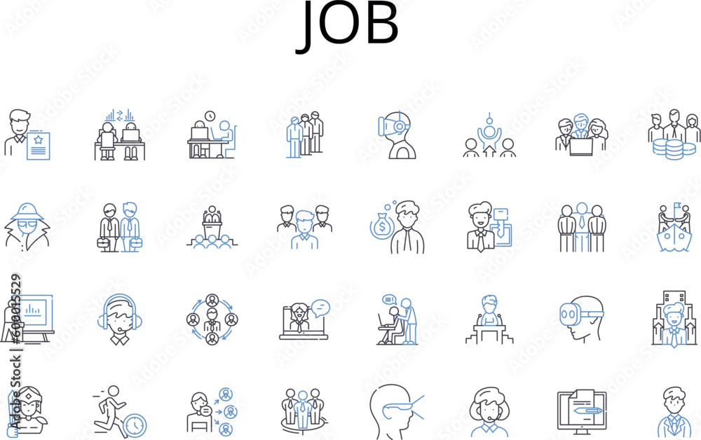 Work Assignment Sign Job line icons collection. Work, Employment, Occupation, Profession ...
