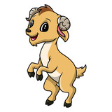 Fototapeta Dinusie - Cute cartoon goat happy stand