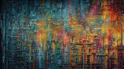 Poster - An abstract painting with vibrant colors and dynamic lines. Generative ai
