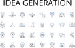 © michael broon - Idea generation line icons collection. Brainstorming session, Conceptualization creation, Innovation initiation, Originality inception, Perception formulation, Thought development, Imagination