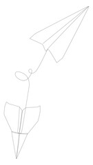 Fototapete - One continuous line of Paper Airplanes. Thin Line Illustration vector concept. Contour Drawing Creative ideas.