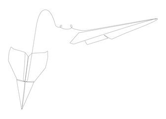 Fototapete - One continuous line of Paper Airplanes. Thin Line Illustration vector concept. Contour Drawing Creative ideas.