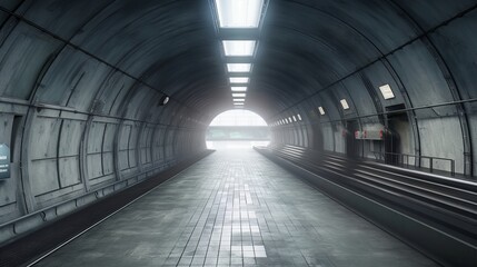 Poster - A subway tunnel with a bright light at the end. Generative ai