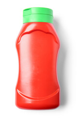 Wall Mural - Plastic bottle of ketchup on white background