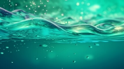 Poster - Bubbles in water at close range. Generative ai