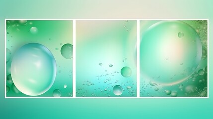 Poster - Three bubble paintings on a green background. Generative ai