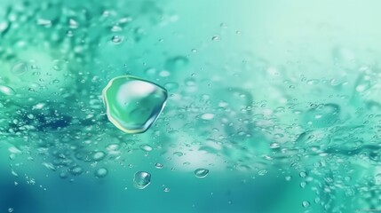 Poster - Water bubbles in macro view on a surface. Generative ai