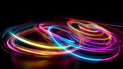 Aufkleber - Colorful neon lights shining brightly in a dark environment. Generative ai