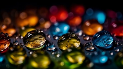 Aufkleber - Colorful water droplets isolated on a white background. Generative ai