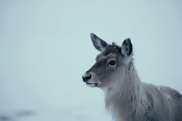 Poster - majestic deer standing in a snowy forest Generative AI