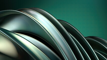 green textured metal plate with beautiful engraved bends abstract and ElegantModern 3d rendering graphic elements