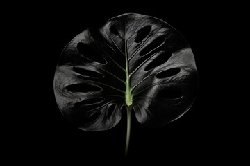 Poster - monochromatic leaf in grayscale Generative AI