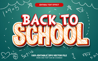 Back to school 3d chalk texture text effect design