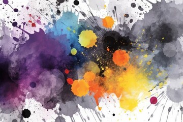 Poster - colorful paint splatters on a white background Generative AI