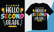 © Raseda - hello second grade T-shirt and stickers. back to school shirts for 1st grade, Welcome back to school t-shirt design.