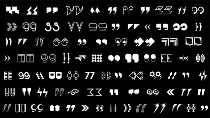 Abstract Set Collection Black Quotemarks Speech Punctuation Excerpt Remarks Icons Vector Design Style