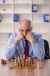 © Elnur - Old businessman employee playing chess at workplace
