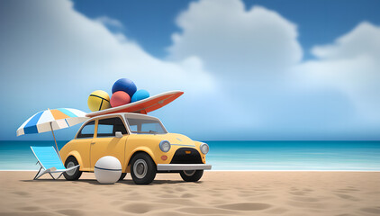 Travel Vacation in summer season , road trip plan. Ai Generative illustration