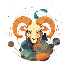Illustration Emblem Aries Capricorn Ram
