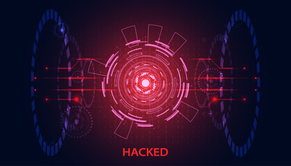 Poster - Abstract Risk Warning Symbol Danger Concept Background circle circuit Background Computer hacking, warning, being invaded by viruses, spyware, malware, trojans