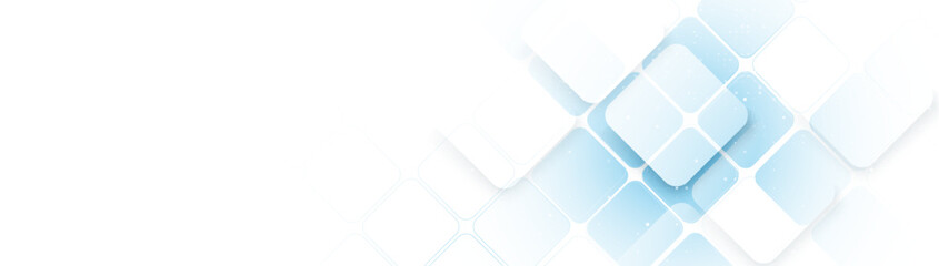Poster - Abstract white and blue modern square background. science and health care technology concept background. Vector illustration