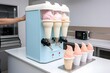 A close-up of a soft ice cream machine with the model number AR32V and a serial number of 500030.