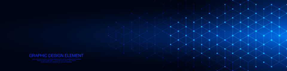Poster - Abstract background and design element with geometric shape and hexagons pattern for banner or website header template