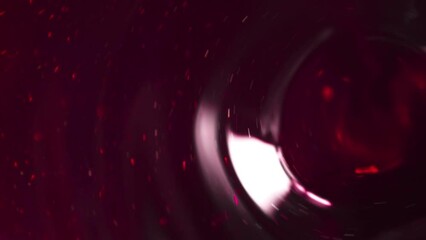 Fototapete - Vibrating deep wide funnel in purple liquid with bubbles on a glare surface trembles quickly. Motion design swirl abstraction on a dark background