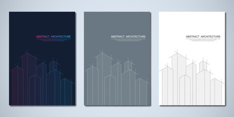Wall Mural - architectural drawing with building construction for the book cover, brochure, flyer, poster, presen