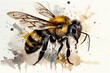 Honey bee watercolor painting hand-drawn style. distinct generative AI image.