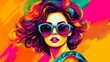 © Jixster - Stunning woman wearing sunglasses with 80's vibe made with AI generative technology