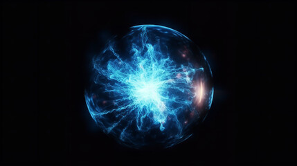 blue glowing plasma ball lightning abstract background