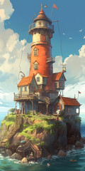 Poster - Amazing cute and Whimsical tower house Generative AI