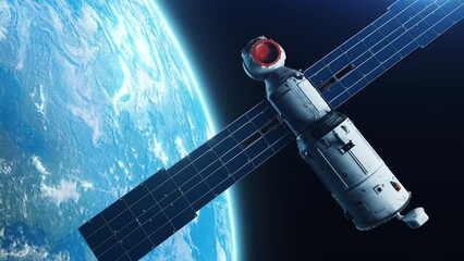 Wall Mural - the epic appearance of a spaceship but on planet earth. the concept of technological space explorati