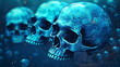 Blue skulls on grey background Generative AI