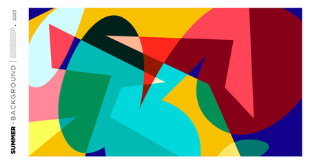 Leinwandbilder - Vector abstract colorful dynamic geometric pattern background illustration for summer 2023