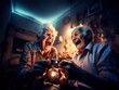 © Matyfiz - Modern Aging. Humorous image of an elderly couple playing a video game together. Generative AI
