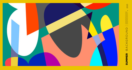 Leinwandbilder - Vector abstract colorful dynamic geometric pattern background illustration for summer 2023