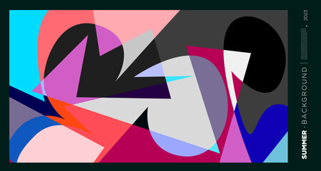 Leinwandbilder - Vector abstract colorful dynamic geometric pattern background illustration for summer 2023