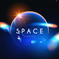 Wall Mural - planet with sun rays. cosmic sunrise and sunset. solar ring abstract light effect. universe design.