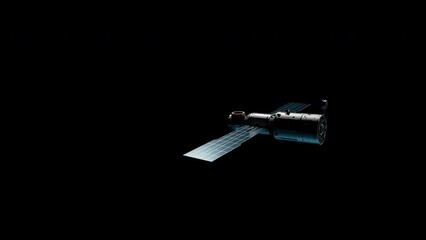 Wall Mural - satellite in orbit. an artificial satellite of planet earth levitates in space. have an alpha channe