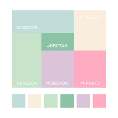 Canvas Print - Color element. Trendy pallete of color. Cozy color pallete. Swatch summer candy shade tone with hex code. Nft pastel colors. Super trendy color