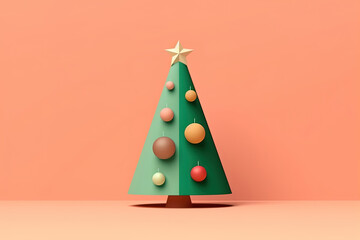 christmas tree with bubbles, simple and clear xmas tree on a plain background, simple and clear illustration of a seasonal celebration. Generative AI.