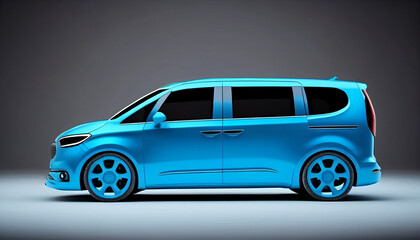 Wall Mural - Blank surface on blue city car for your creative touch, Generative AI