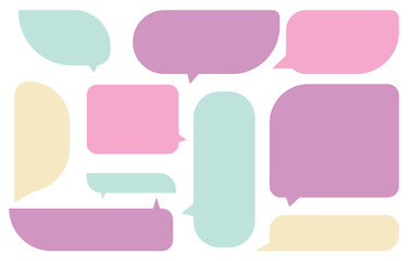 Wall Mural - Set pastel speech bubbles on white background. chat box or chat vector square and doodle message or communication icon Cloud speaking for comics and minimal message dialog