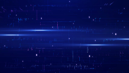 Poster - Digital information technology concept. Cybersecurity and protection system from online crime threats. Data Analytics or Data Science. Binary code on dark blue background.