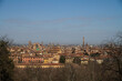wide panorama of city bologna in italy in winter